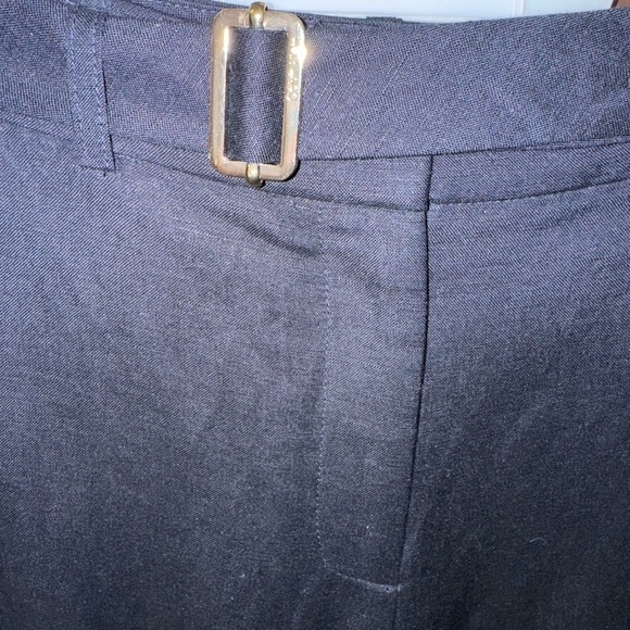 NWT Calvin Klein Womens Dress Pants linen blend Navy Belted Size 12 - Picture 2 of 6